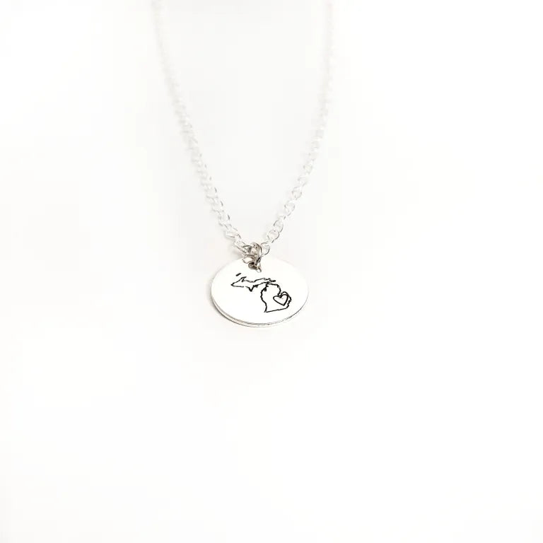 US State Necklace - Sterling Silver