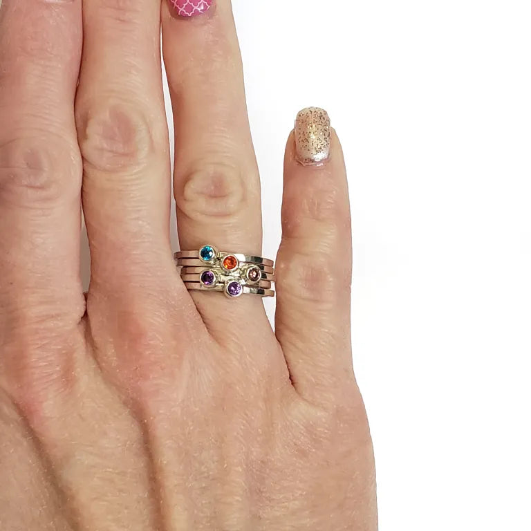 Birthstone Ring - set of 5
