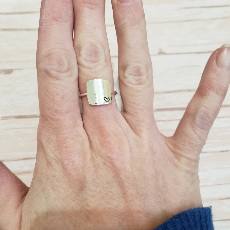 Personalized Square Ring - Gold Filled