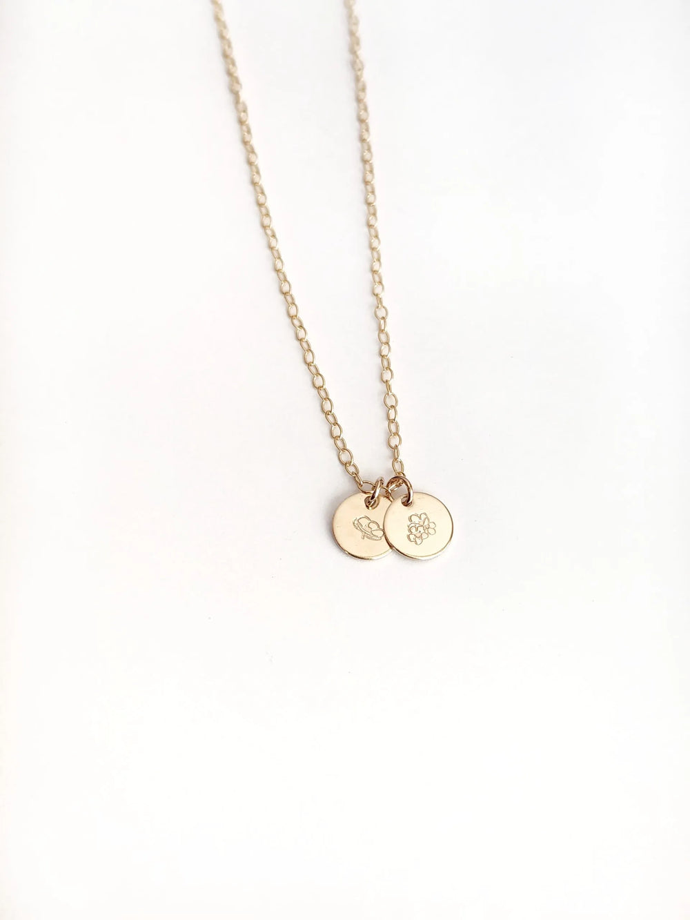 Birth Flower Disc Necklace - Gold-filled