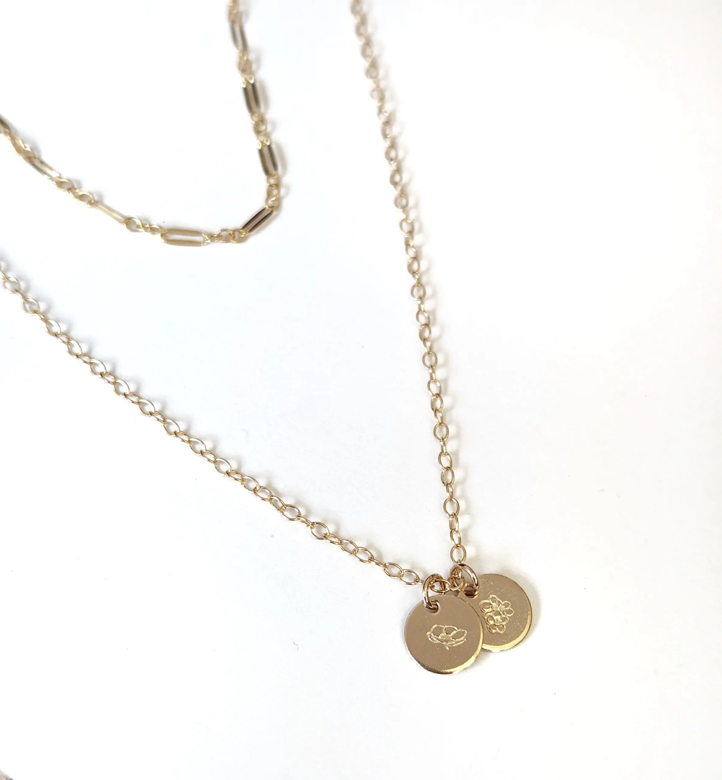 Birth Flower Disc Necklace - Gold-filled