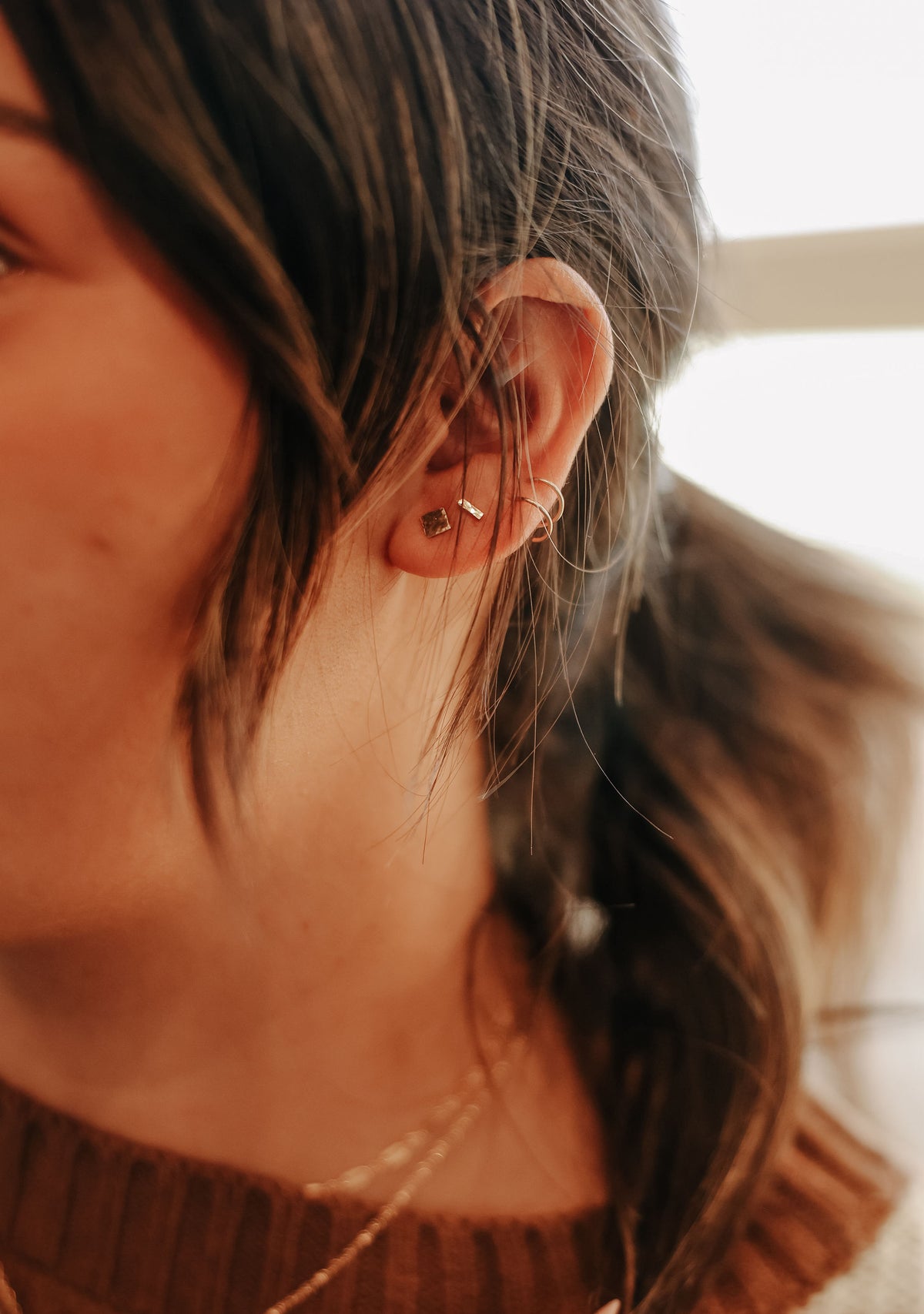 Hammered Square Studs