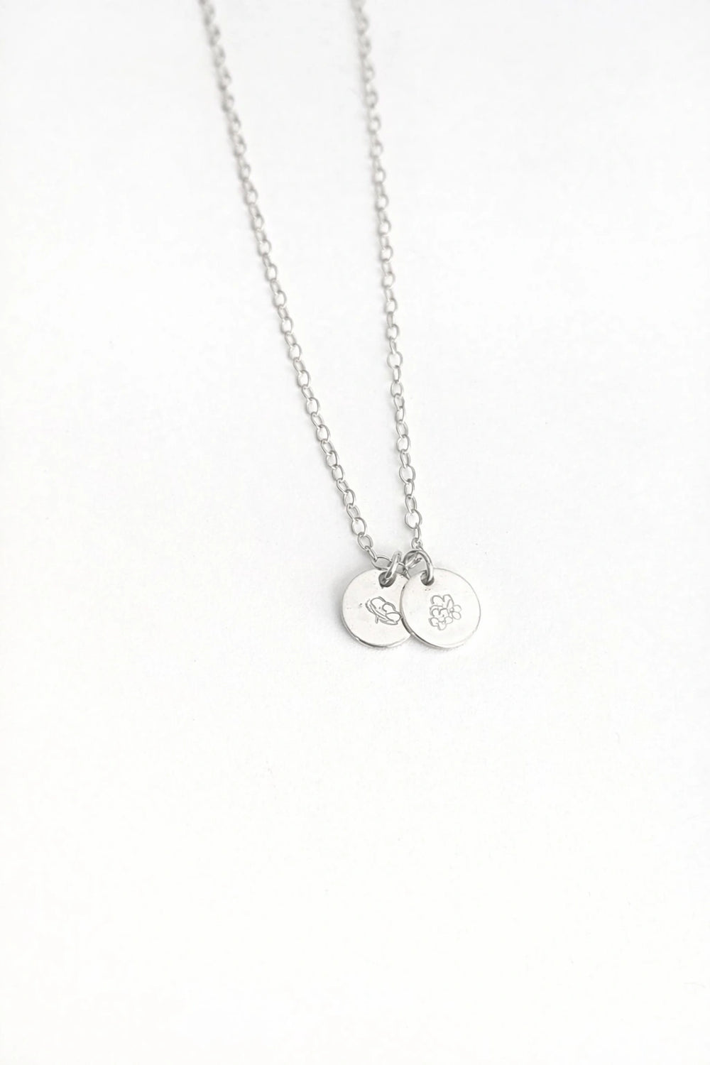 Birth Flower Disc Necklace - Sterling Silver