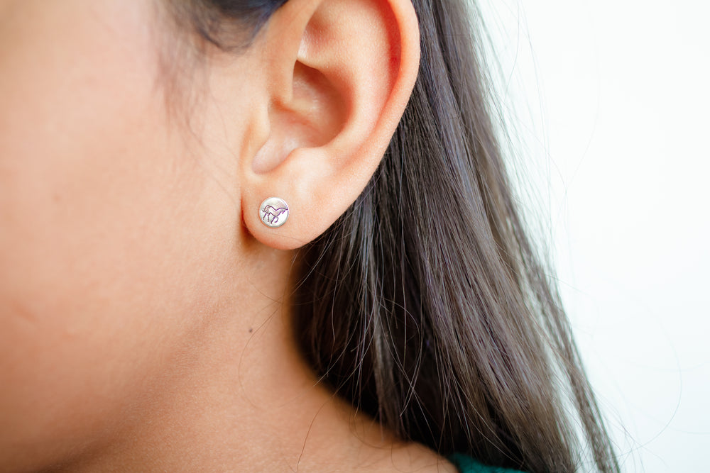 Design Stamped Studs - Sterling Silver