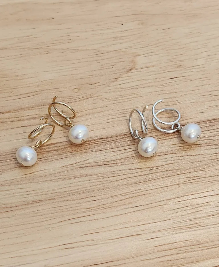 Pearl Twist Loop Earrings