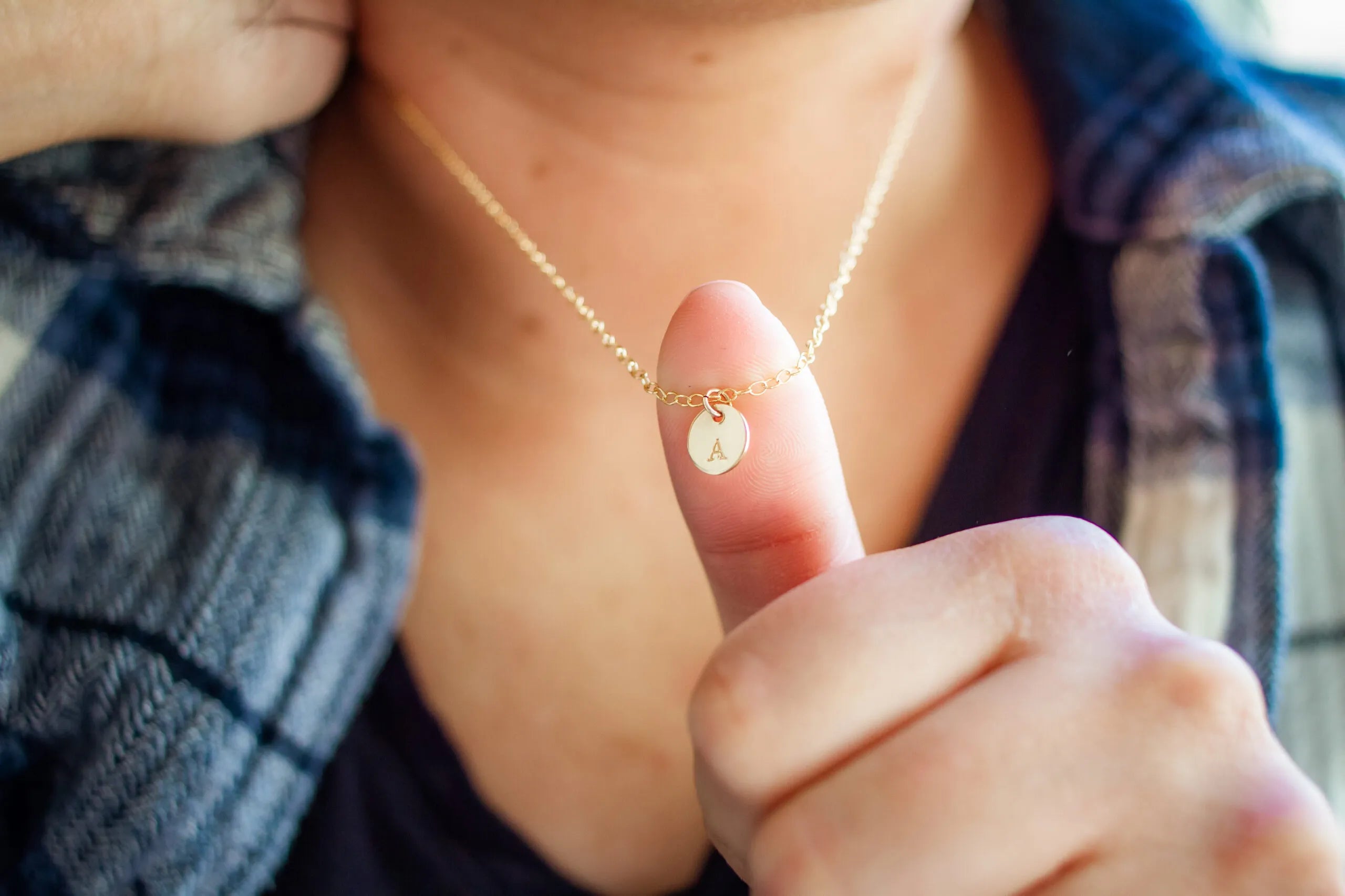 Tiny Initial Necklace - Gold Filled