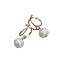 Pearl Twist Loop Earrings - Gold Filled