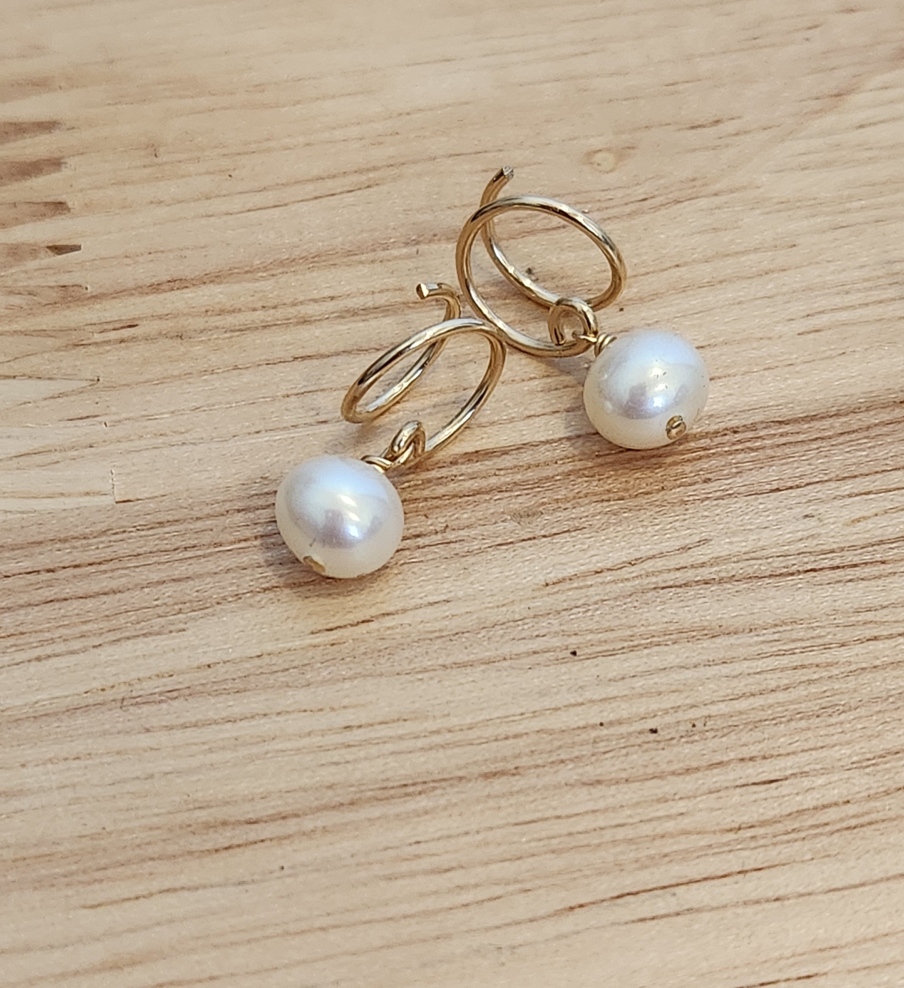 Pearl Twist Loop Earrings - Gold Filled