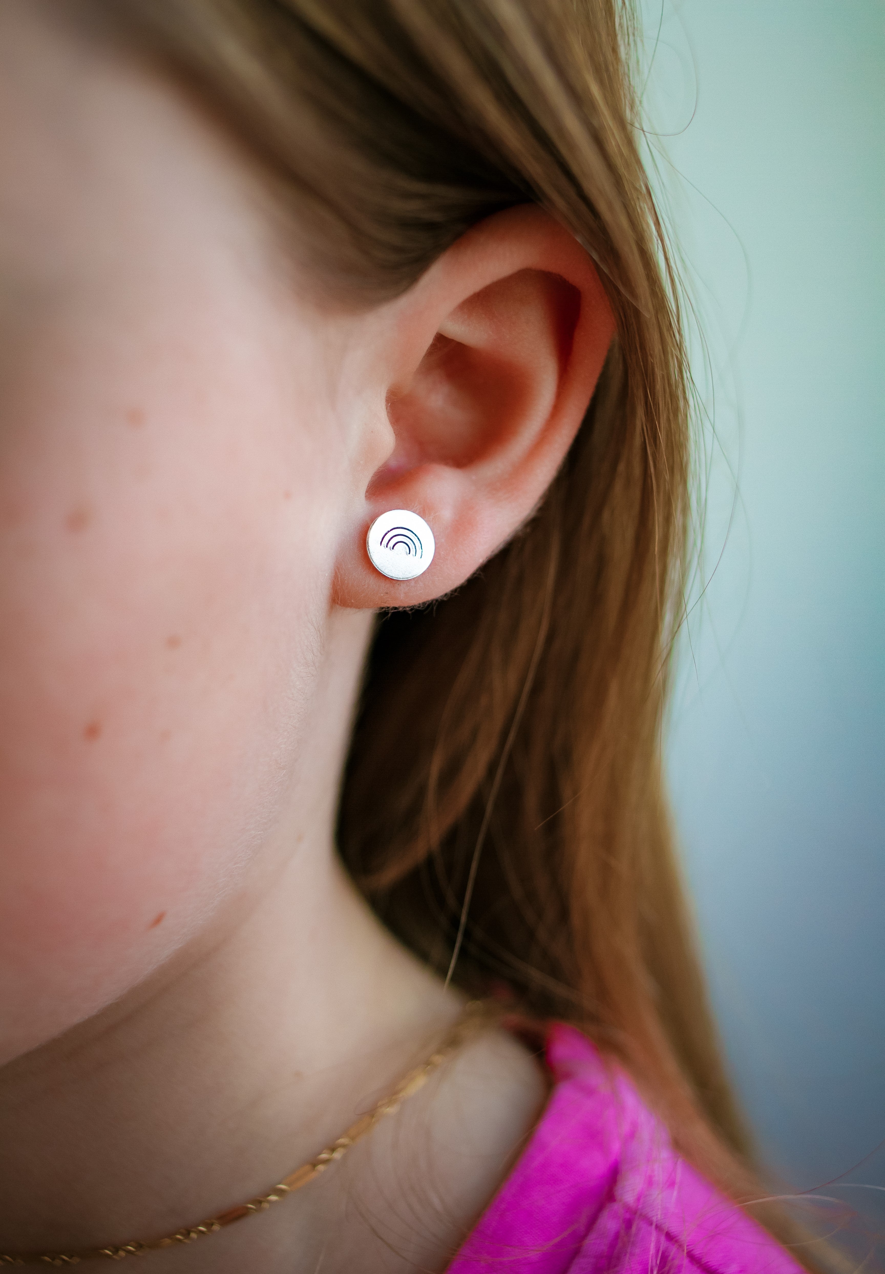 Small Design Stamped Studs - Sterling Silver